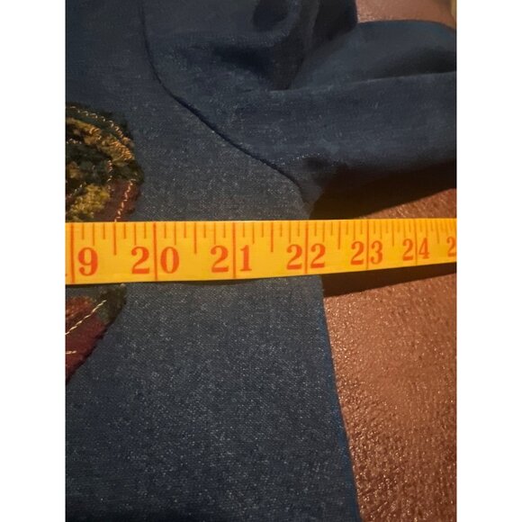 Parsley & Sage Boho Womens Floral Embroidered Jacket L Blue Cotton Wool Blend - Picture 6 of 9